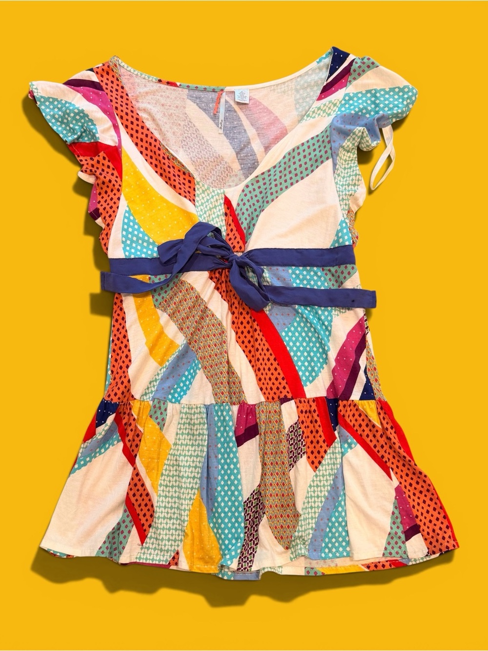 *RARE* RicRac by Anthropologie Vintage 90’s Boho Patchwork Tunic Top Silk Blend.